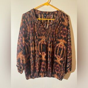 Rafaella Petite animal print‎ 3/4 dolman sleeve top women’s M lightweight casual